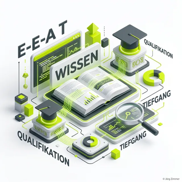 Expertise (E-E-A-T) 3D Infografik - Fachliche Autorität in KI-Systemen