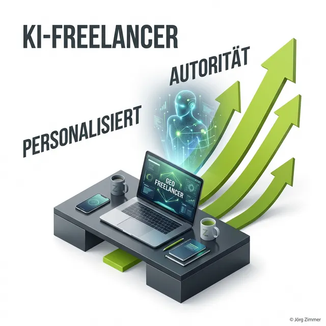GEO Freelancer 3D Infografik - Individuelle KI-Sichtbarkeits-Strategie