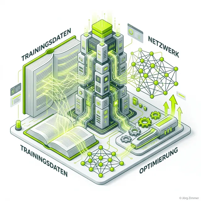 LLMO 3D Infografik - Optimierung für Large Language Models